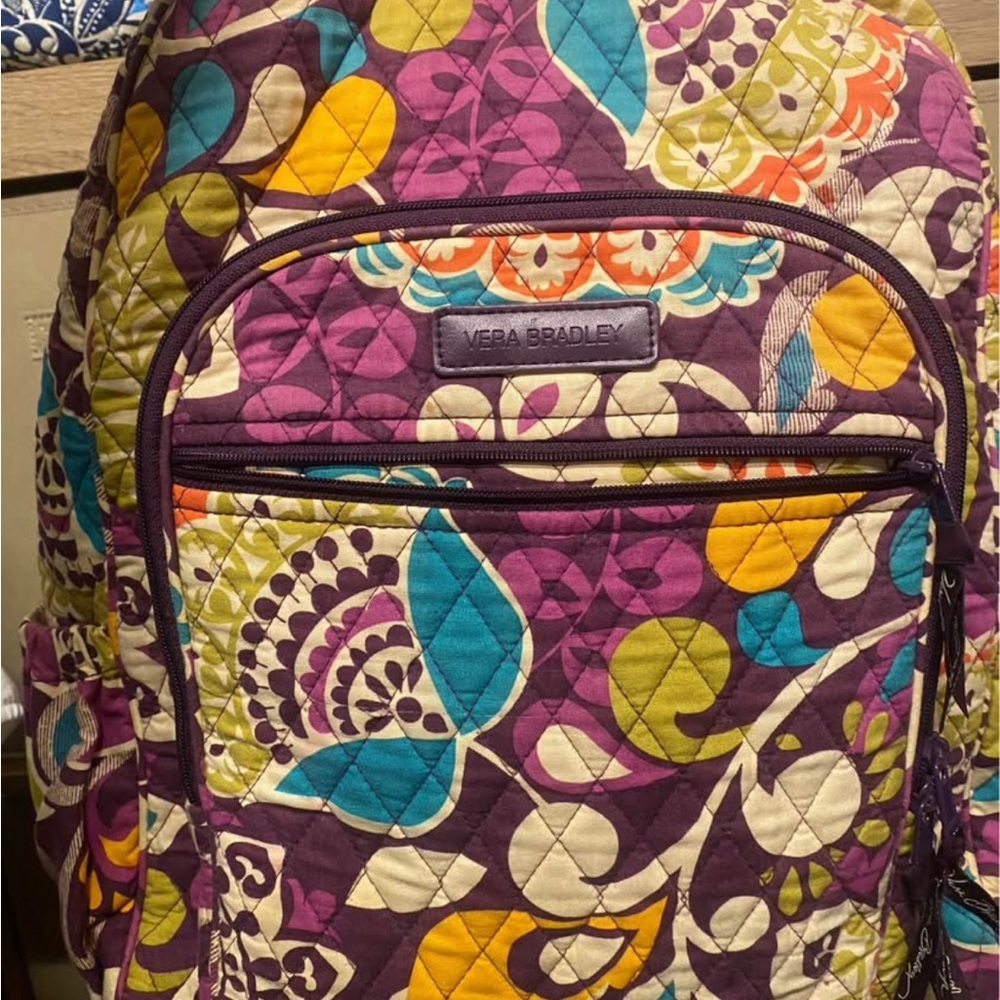 Vera Bradley Floral Quilted Backpack in Plum Crazy
